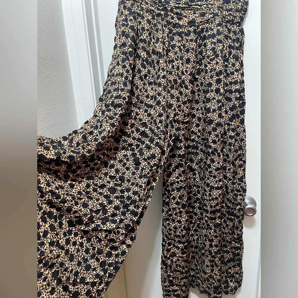 Anthropologie Black and Cream Wide Leg Pants